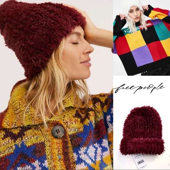 Free People Accessories - SALE🔥24h NWT Free People Slouchy Furry Beanie
